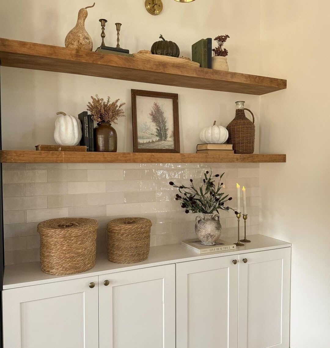 ROGMARS 36 Inches Long Walnut Floating Shelves,Rustic Solid Wood Farmhouse Wall Shelves with Invisible Brackets for Bathroom, Living Room, Bedroom, Kitchen Set of 2 ROGMARS