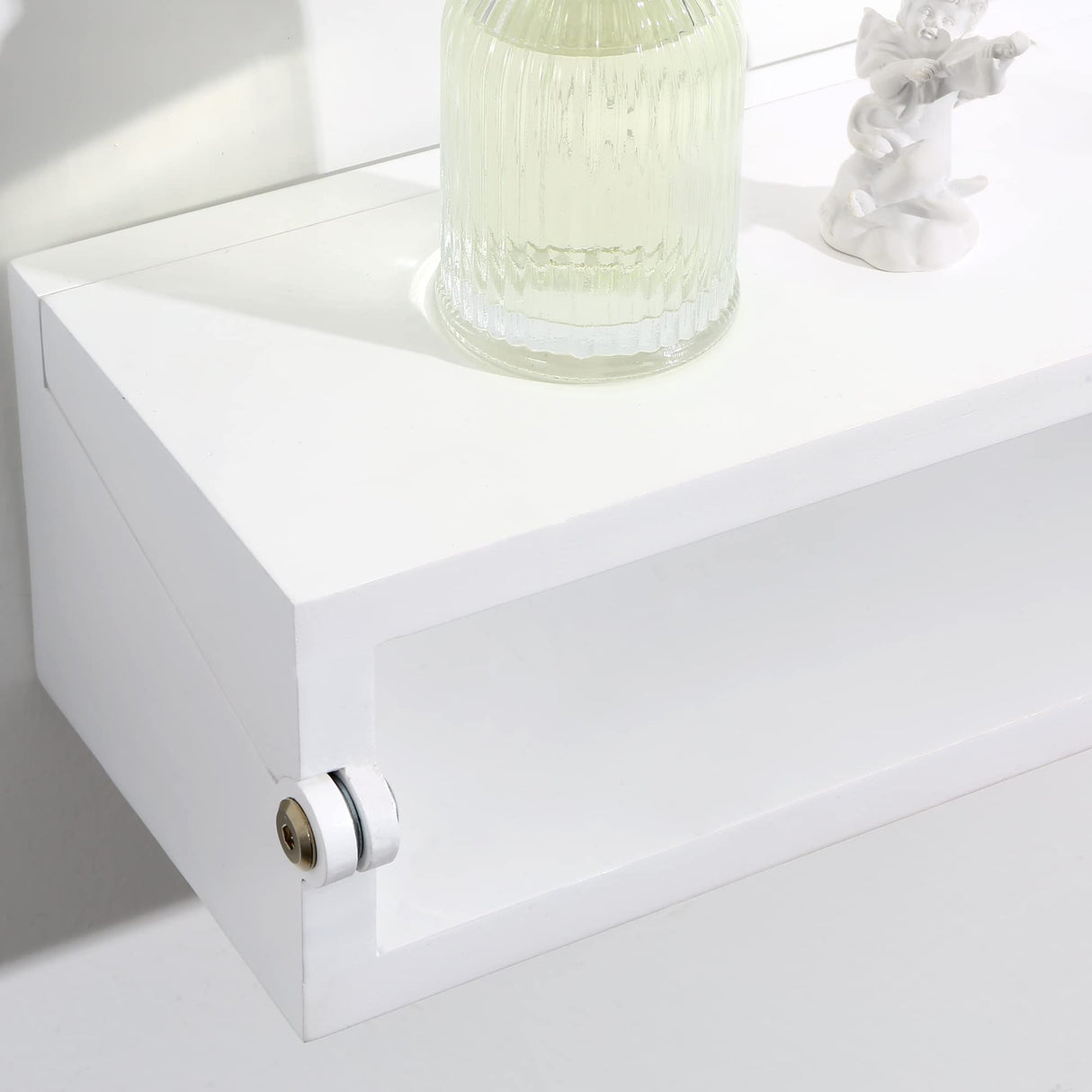 SUMGAR Floating Nightstand White Modern Bedside Table Organiser Fully Assembled Shelf Small Spaces Wall Mounted Storage Wood Furniture for Bedroom Home Decor 13 Inch Wide SUMGAR