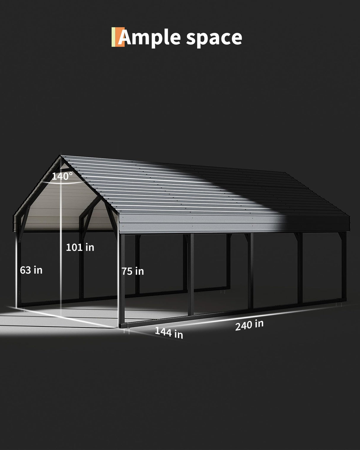12 x 20 FT Metal Carport, Heavy Duty Carports Reinforced Frame and Steel Roof, All-Weather Shelter Canopy for Pickups, Boats, Cars, and Tractors KYBOLT