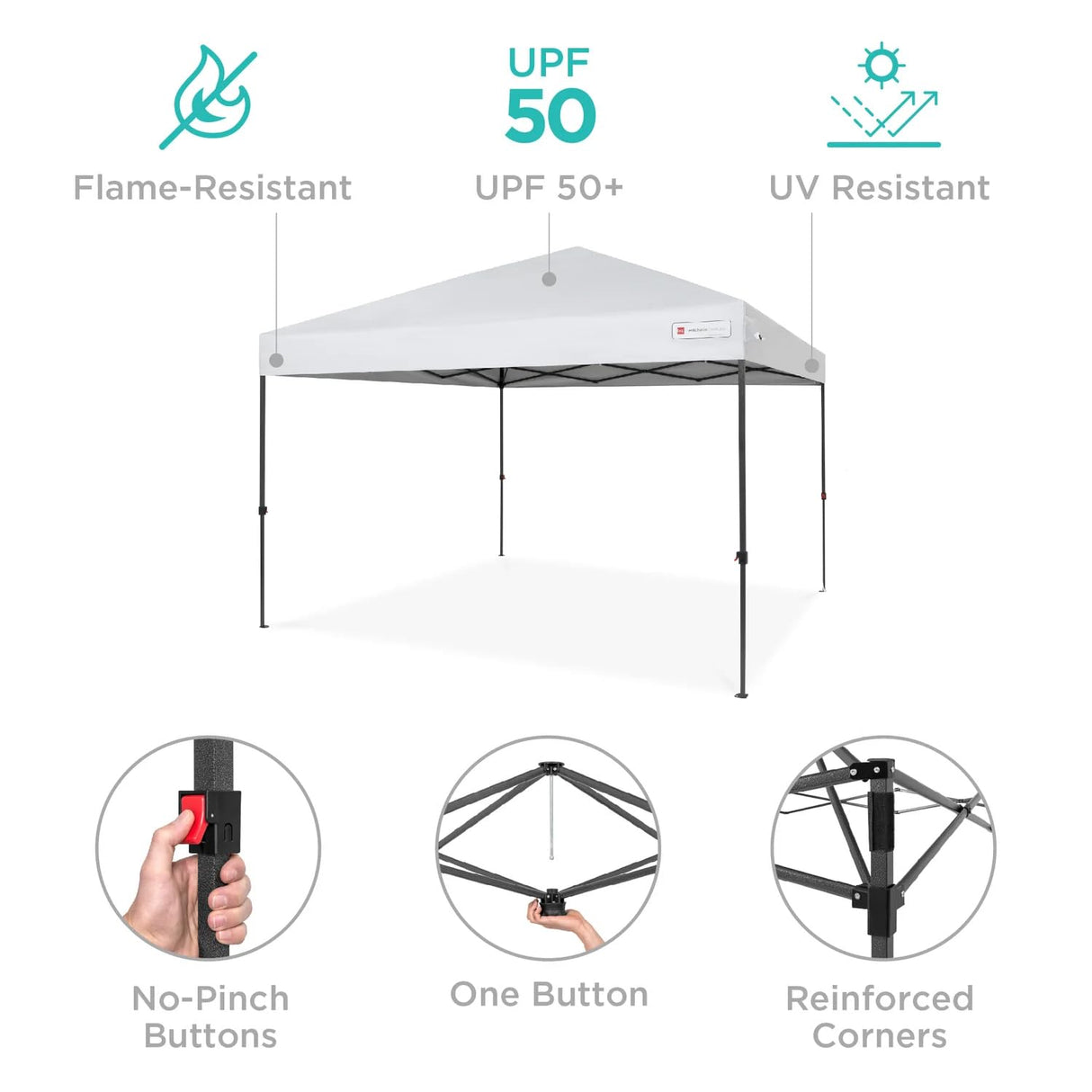 Best Choice Products 12x12ft 1-Person Setup Pop Up Canopy Tent Instant Portable Shelter w/ 1-Button Push, Case, 4 Weight Bags - White Best Choice Products