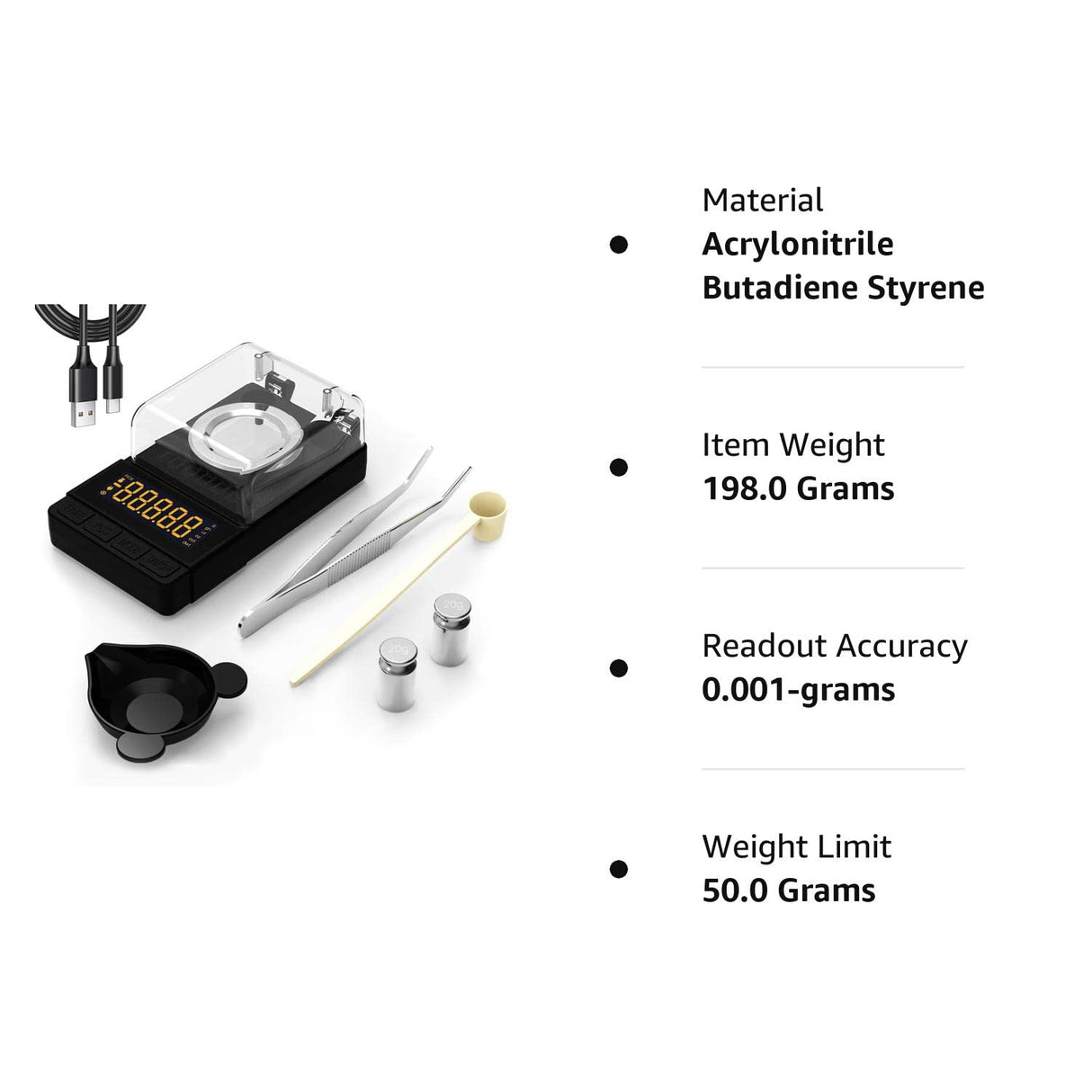 MAXUS Digital Milligram Scale 50g/0.001g, Compact Mg Scale with 20g Calibration Weight and Accessories, Black Powder Scale for Reloading MAXUS