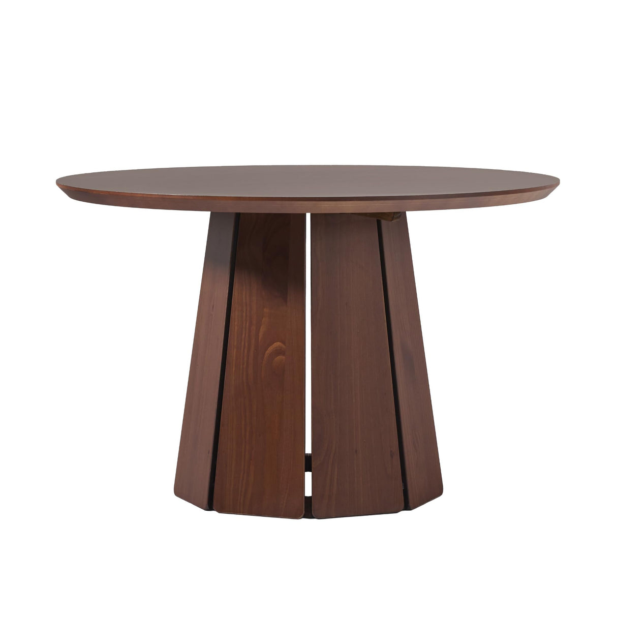 Walker Edison Modern Paneled-Wood Pedestal Base Round Top Dining Table, 48 Inch, Brown Walker Edison