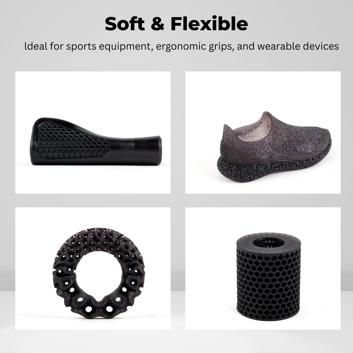 Siraya Tech Rebound 55A Black – Fast-Rebound 3D Printing Resin, High Elasticity, 55A Shore Hardness, Flexible & Shock-Absorbing – for Prototyping, Industrial & Consumer Applications (1kg) Siraya Tech