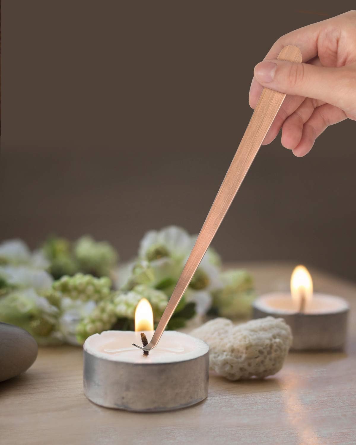 RONXS 3 in 1 Candle Accessory Set, Candle Wick Trimmer Candle Cutter, Candle Snuffer, Candle Wick Dipper with Gift Package for Candle Lover (Copper) RONXS