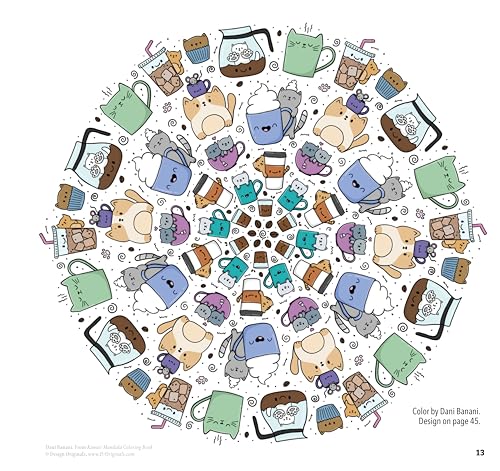 Kawaii Mandala Coloring Book: 32 Super Cute Designs that Bring Joy and Happiness (Design Originals) Adorable Line Art of Cats, Dinosaurs, Candy, Llamas, Sushi, Ice Cream, Narwhals, and More Design Originals