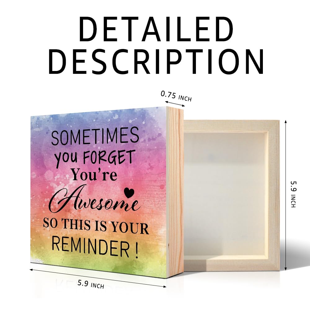 PUVOXHO Sometimes You forget You're Awesome Wooden Sign Desk Decor, Funny Positive Self-Love Wood Sign for Home Office Farmhouse Bedroom, Birthday Thank You Gifts for Women Sister Friend Coworker PUVOXHO