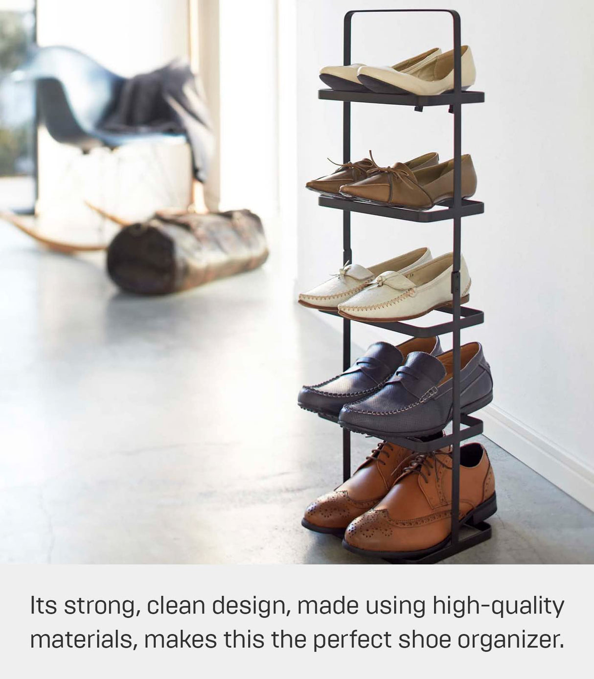 Yamazaki Home, Tall | Steel Shoe Rack, Black YAMAZAKI