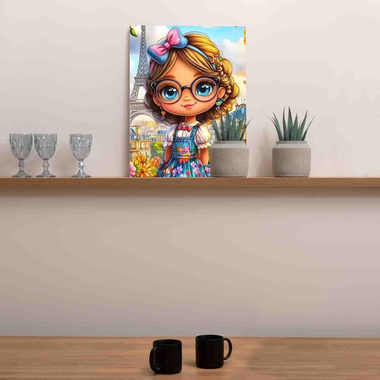 DIY Paint by Numbers for Adults Little Girl with Bright Eyes Painting Acrylic Paint Oil Painting African American Girl Painting Kits Eiffel Tower Canvas Art Bedroom Decor 16x20 Inch(Without Frame) TUMOVO