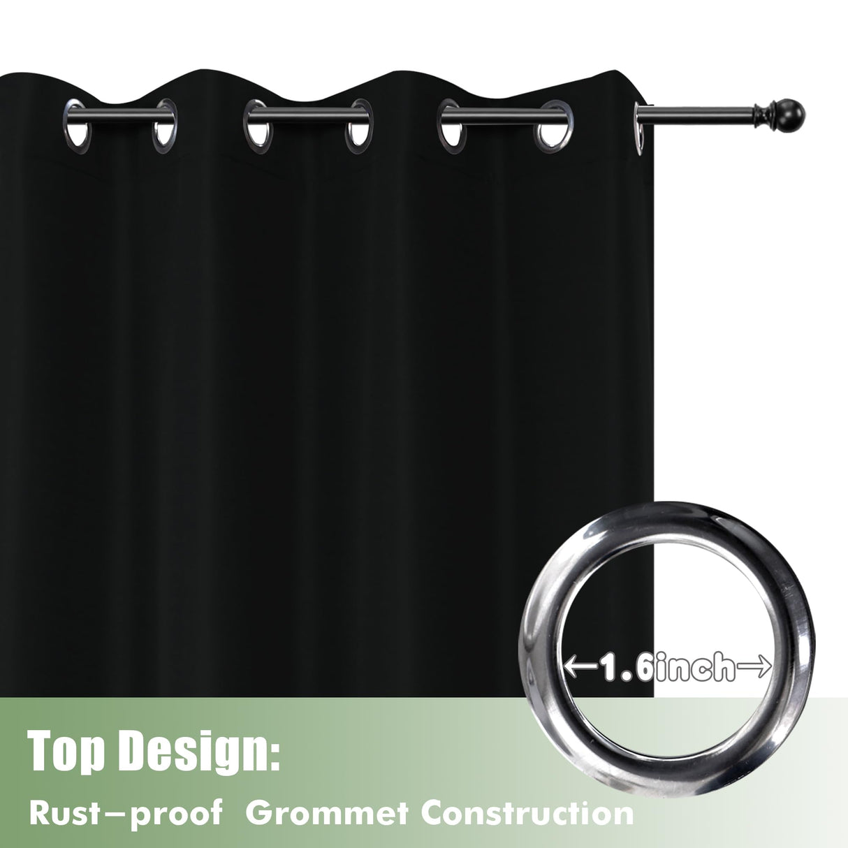 HolidayIdeas Outdoor Curtains for Patio Waterproof, 6 Panels - 54x84 Inches - Weatherproof Privacy Outsides Curtains for Cabana Porch Pergola, Sunlight & UV Blocking (Black, Grommet Top) HolidayIdeas