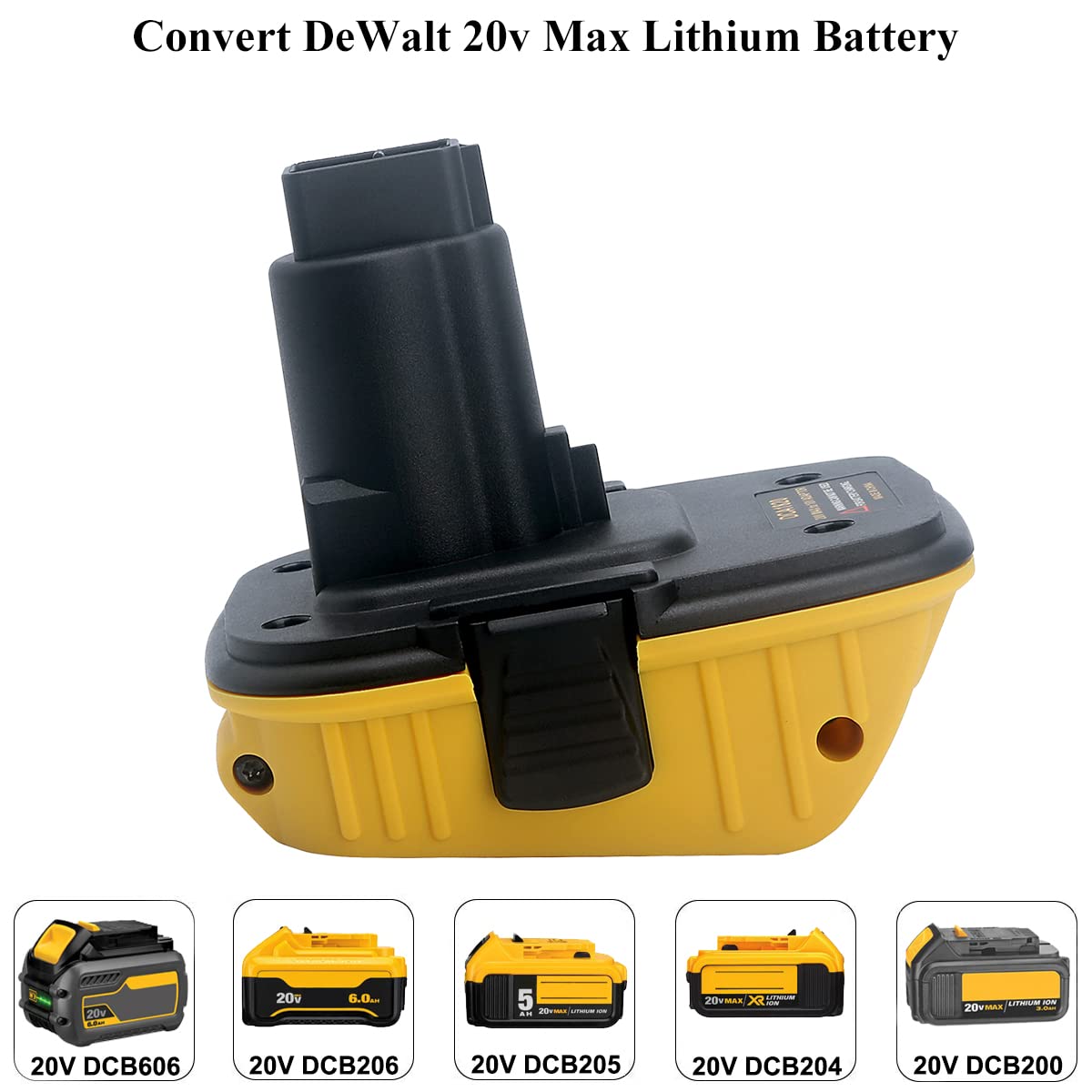 Qbmel 18V to 20V Battery Adapter Replacement for DCA1820, Compatible with 20V MAX Lithium Battery DCB203 DCB204 DCB205 DCB206 Convert to de-Walt 18Volts NiCad&NiMh battey DC9096 DW9096 DC9098 DW9099 Qbmel