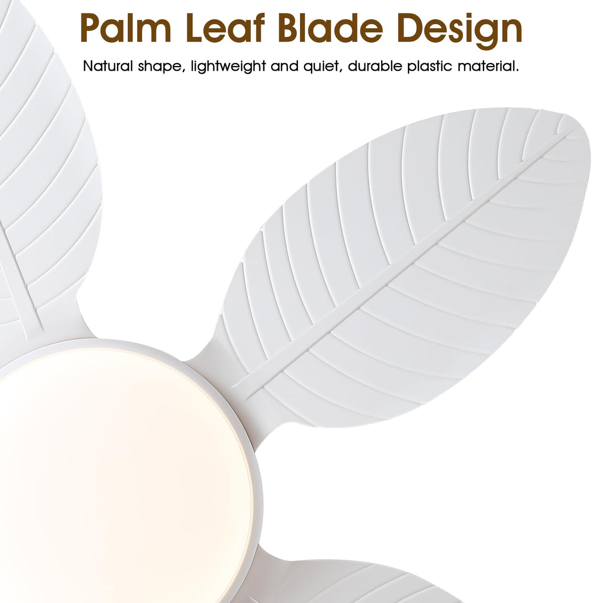 Wiviniya Ceiling Fans with Lights and Remote/APP Control, 48 Inch Tropical Ceiling Fan for Bedroom Living Room, Outdoor Palm Leaf Ceiling Fan for Patios Porch, Dimmable, 6 Speeds, Reversible, White Wiviniya