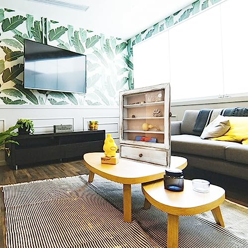 LITAITAI 12 x17inch Shadow Box Frame with Shelves,1 Drawer 3 Removable Shelfs–Wooden Acrylic Display Cases, Wall Mount Keepsake Box,Shadow Box with LITAITAI