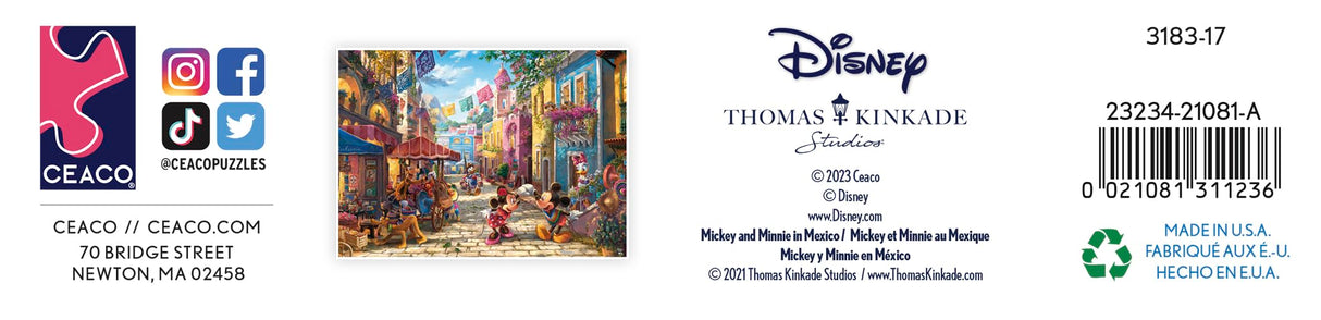 Ceaco - Thomas Kinkade - Disney - Mickey and Minnie in Mexico - 1000 Piece Jigsaw Puzzle Ceaco