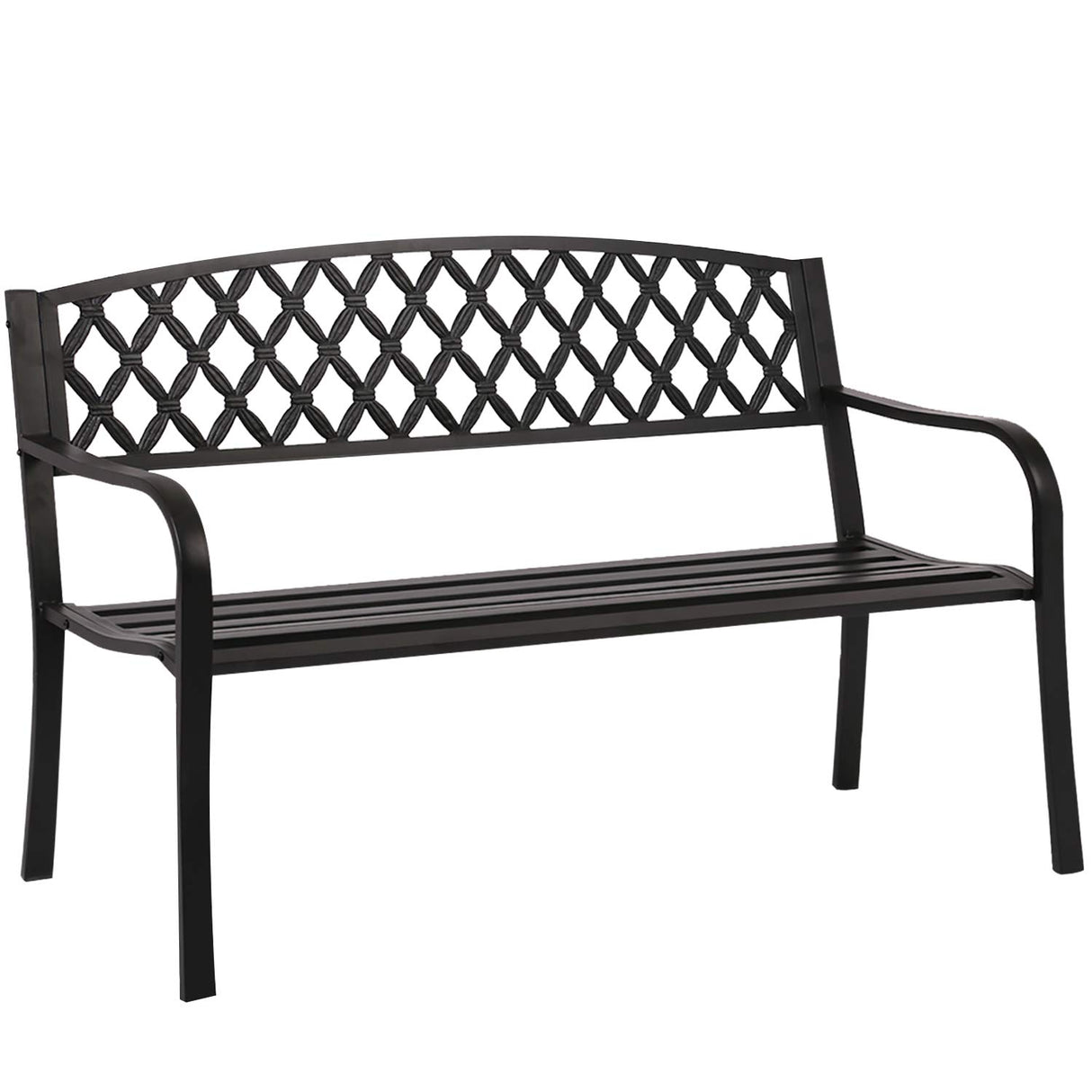 Park Bench Metal Bench 50 Garden Bench Chair Outdoor Benches Clearance Patio Bench Yard Bench Porch Work Entryway Steel Frame Furniture FDW