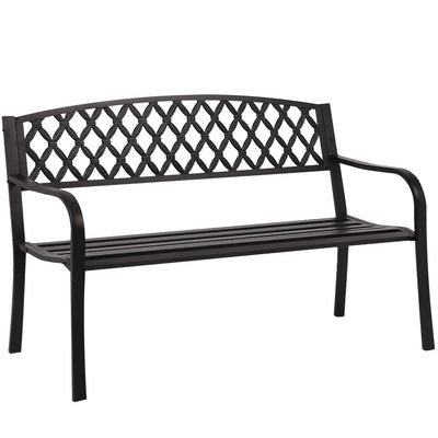 Park Bench Metal Bench 50 Garden Bench Chair Outdoor Benches Clearance Patio Bench Yard Bench Porch Work Entryway Steel Frame Furniture