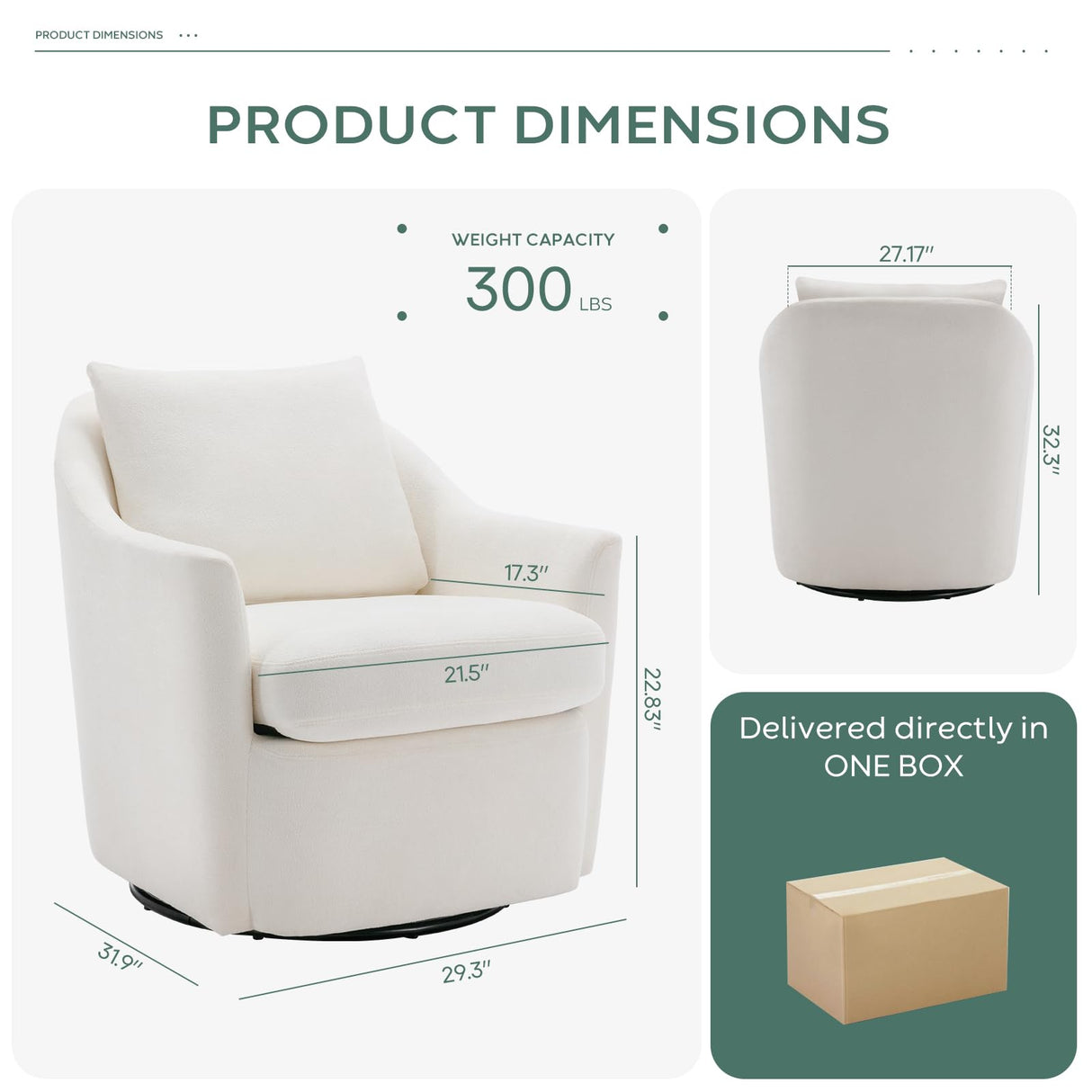 COLAMY Swivel Barrel Chair, Accent Chair Upholstered ArmChair with Plump Pillow Modern Comfy Sofa Chair for Living Room/Bedroom/Reading, Beige COLAMY