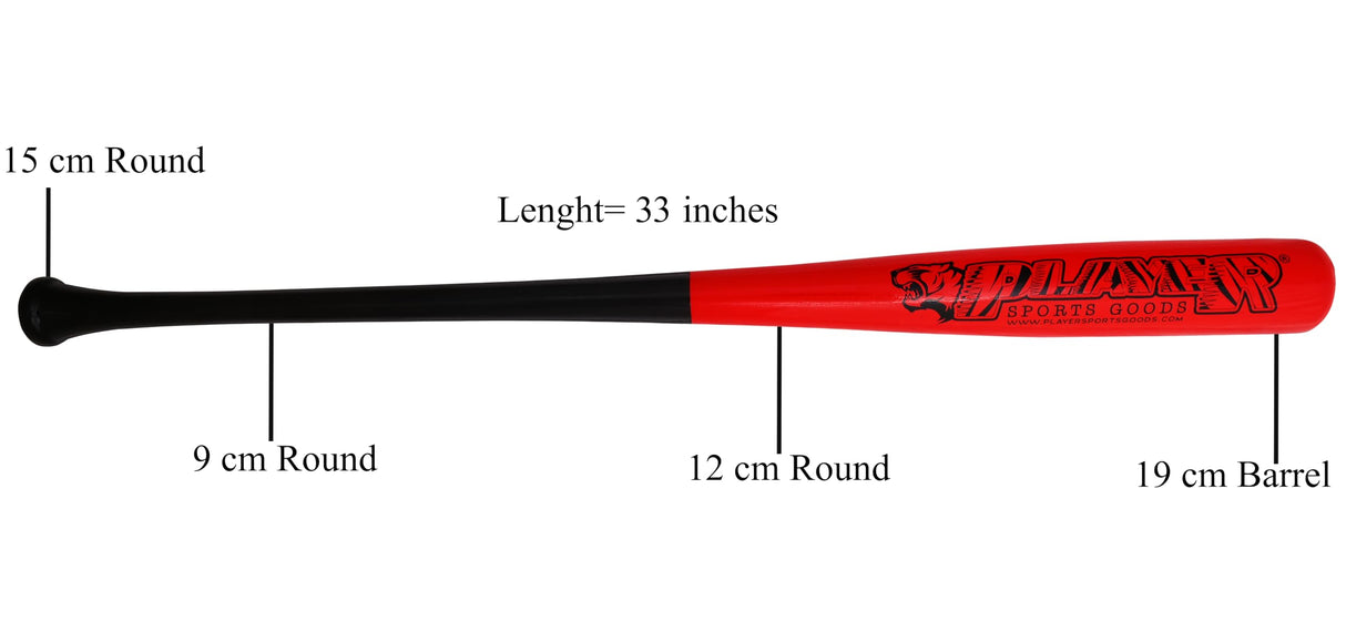 PSG Pro Maple Model: C243-Size: 33"/Barrel Dia: 2-1/2" - Weight: 30 oz Cupped Wooden Baseball Bat for Adult-Youth-Professional Players & Leagues in Black & Red by Player Sports Goods LLC Player Sports Goods