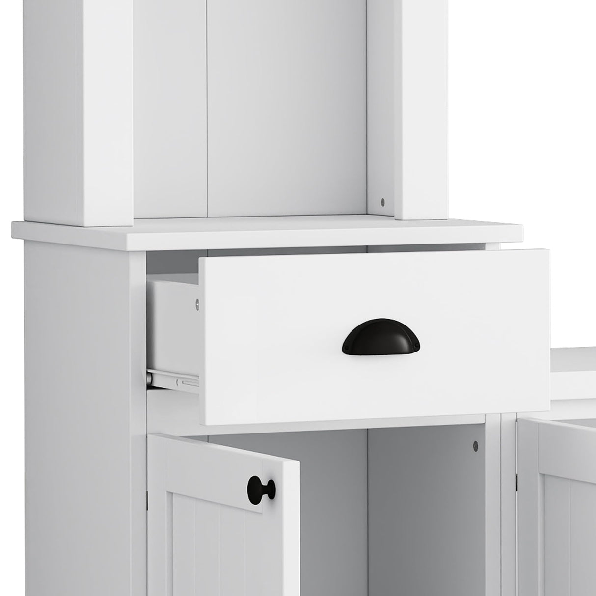 LUMISOL Modern Entertainment Wall Unit Set with Bridge for TVs Up to 75”, TV Stand Console Table with Adjustable Shelves, Large Media Console with Wine Cabinet, for Living Room, White LUMISOL