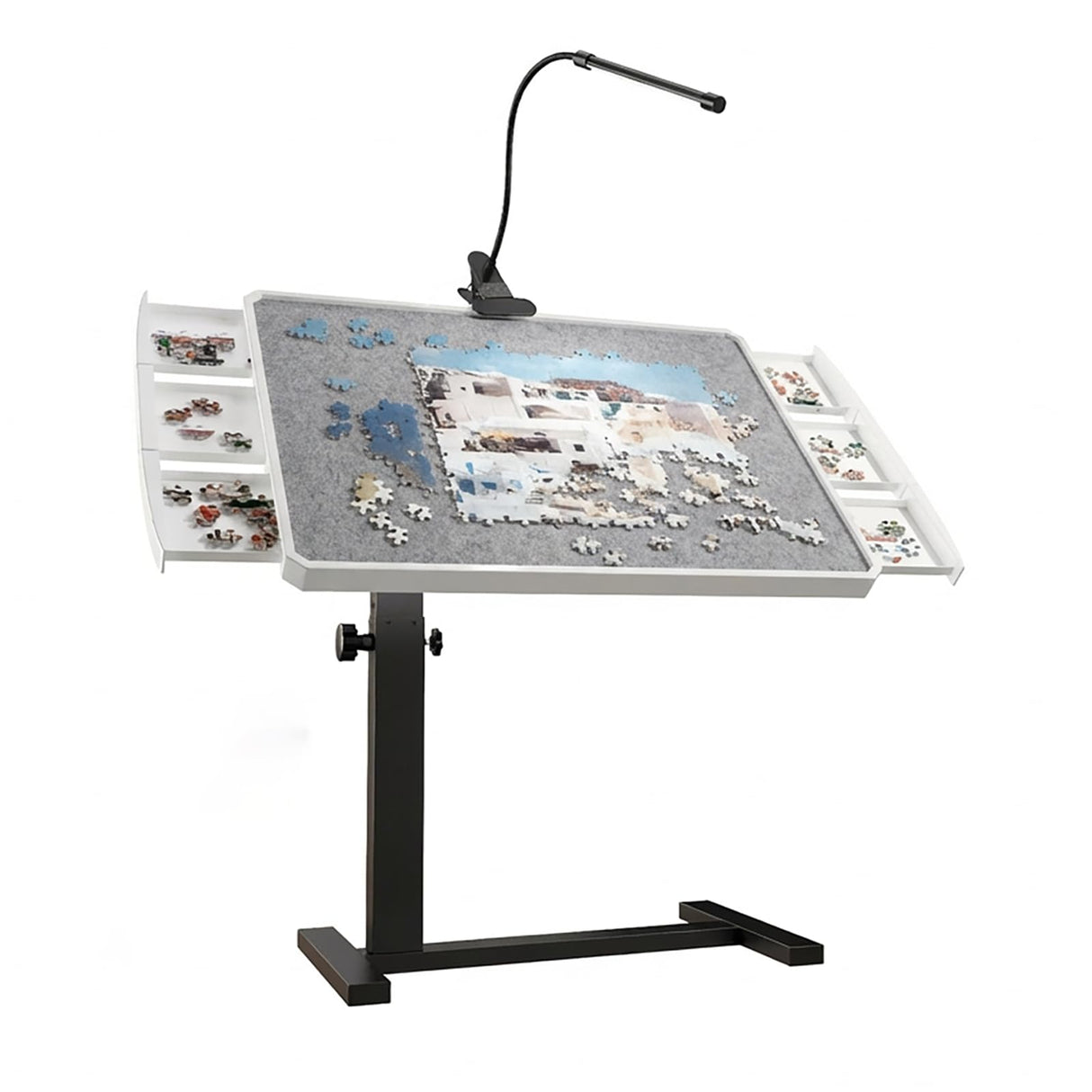 1500 Piece Jigsaw Puzzle Table with 6 Drawers and Cover 35"x26"Adjustable Puzzle Tables for Adults with Wheels 5-Tilting-Angle Portable Plastic Jigsaw Puzzle Board for mom OIRBOEUS