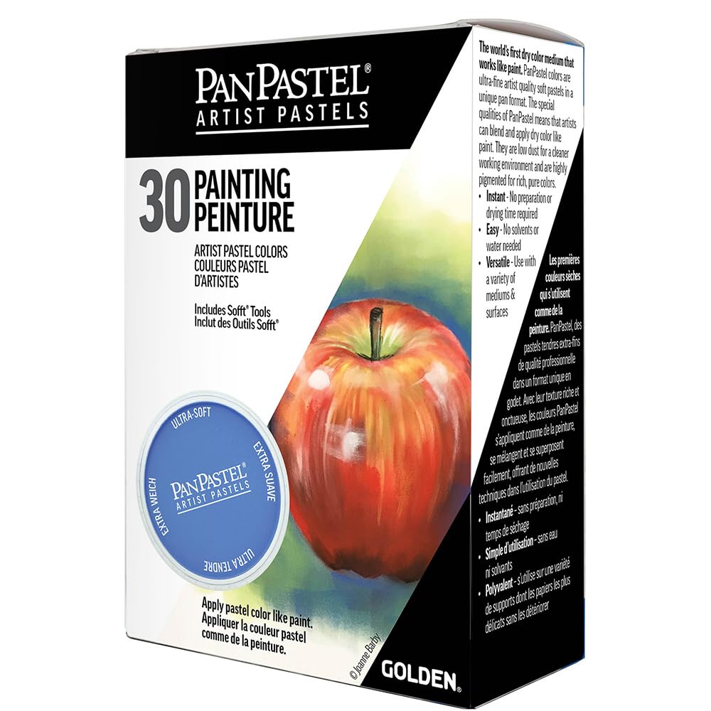 PanPastel Artist Pastels by GOLDEN, Painting Set, 30 Color, Professional Artist Pastels, Unique Pan Format (cake-like) PanPastel
