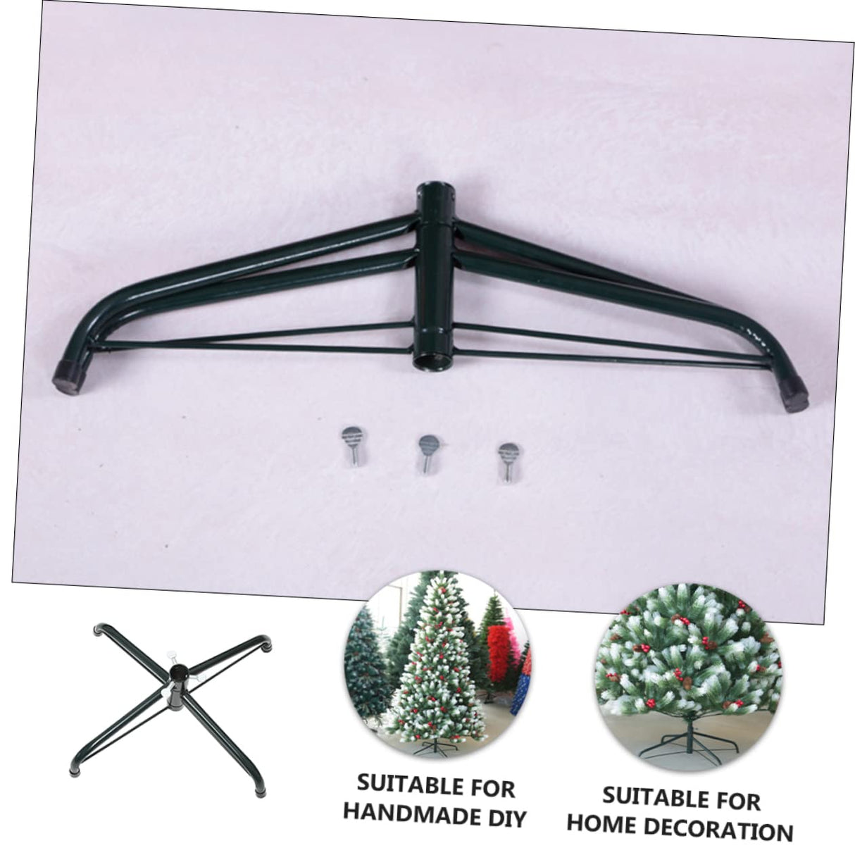 Anneome Christmas Tree Base Rotating Tripod Adjustable Stand Greenery Decor Metal Christmas Tree Stand Christmas Tree Stand for Artificial Trees Christmas Tree Rotating Base Green Fold 30cm Anneome