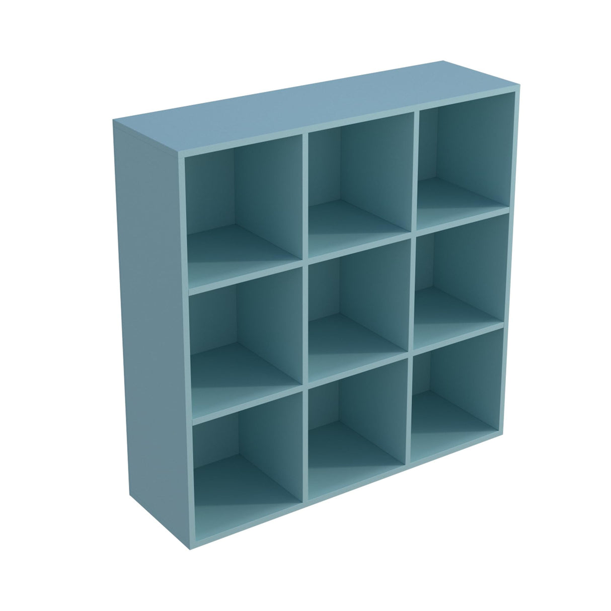 OSCHF 9-Cube Storage Shelf Bookcase - Wooden 3-Tier Floor Standing Open Bookshelf for Home and Office, Display Cabinet, Light Blue OSCHF
