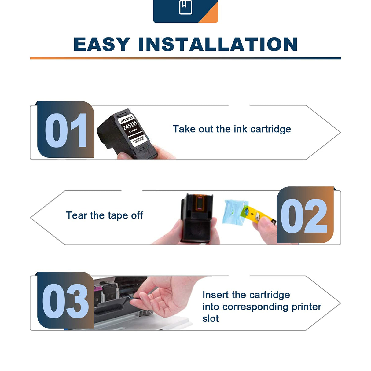 Ankink Compatible Ink Cartridge Replacement for Canon 245XL 245 XL (Black 2-Pack) to use with MX490 TR4520 TS3322 TR4522 TR4500 TS3122 TS3300 MX492 MG2522 TS3320 TS3100 Printer PG245 243XL Ankink