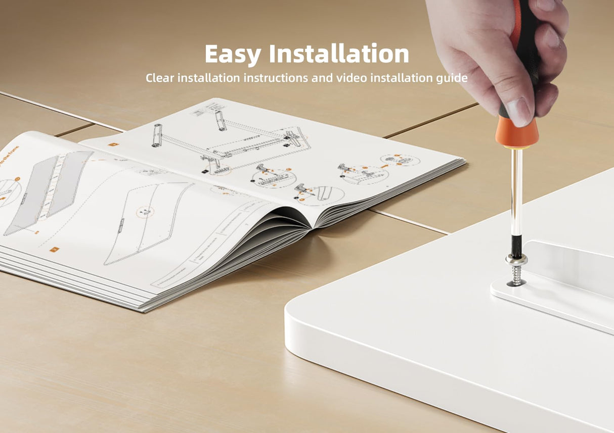 Seang Electric Standing Desk with Adjustable Height, 55x24 Inch Stand Up Desk, Sit Stand Desk with Splice Board for Home Office Computer Workstation, White Frame/White Top Seang