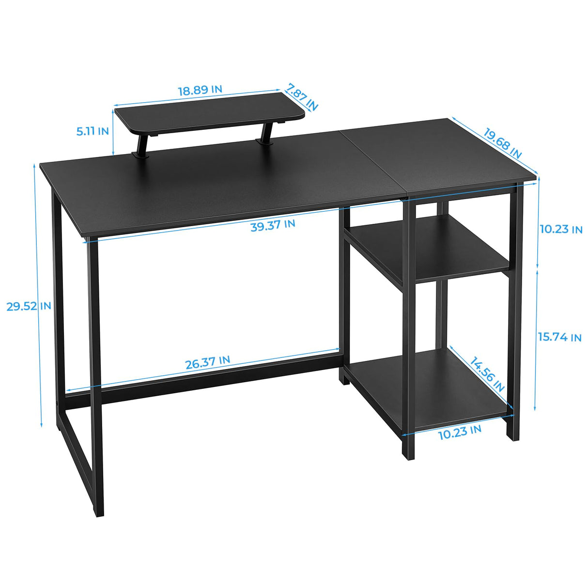 GreenForest Computer Desk with Monitor Stand,39 inch Small Desk with Reversible Storage Shelves,Gaming Desk for Small Spaces Home Office Writing Desk Study Table,Black GreenForest