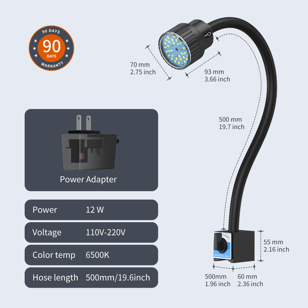 Lathe Light,1200 Lumens Magnetic Led Light, IP66 WaterProof Magnetic Base Shop Light for Milling Machine, Drill Press… YouTeMei