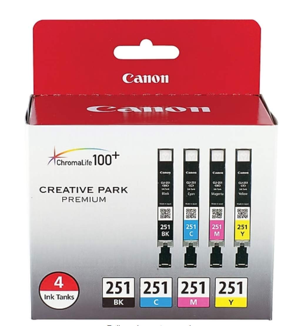 Genuine Canon PGI-250 (6497B001) CLI-251 (6513B004) Color (Black, Cyan,Magenta,Yellow) Ink Tank 5-Pack Canon