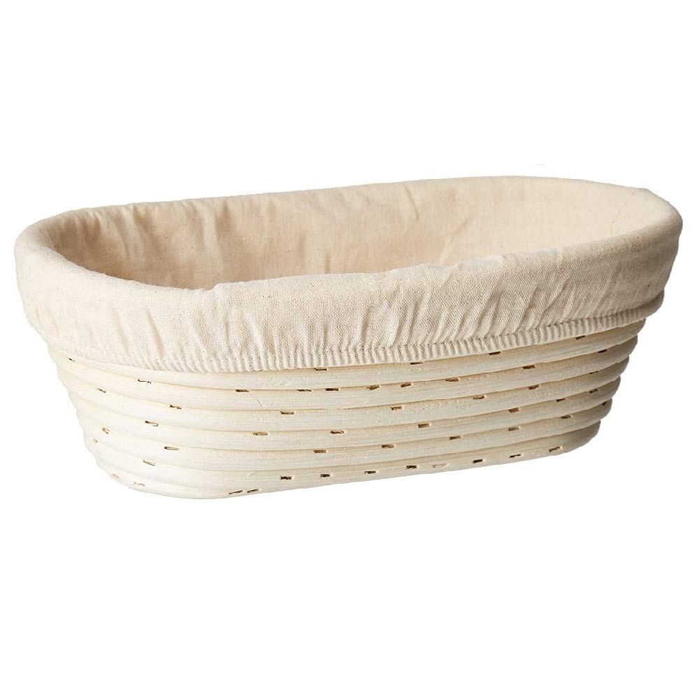 (10 x 6 x 3.5 inch) Oval Bread Banneton Proofing Basket & Liner SUGUS HOUSE Brotform Dough Rising Rattan Handmade rattan bowl - Perfect For Artisan SUGUS HOUSE