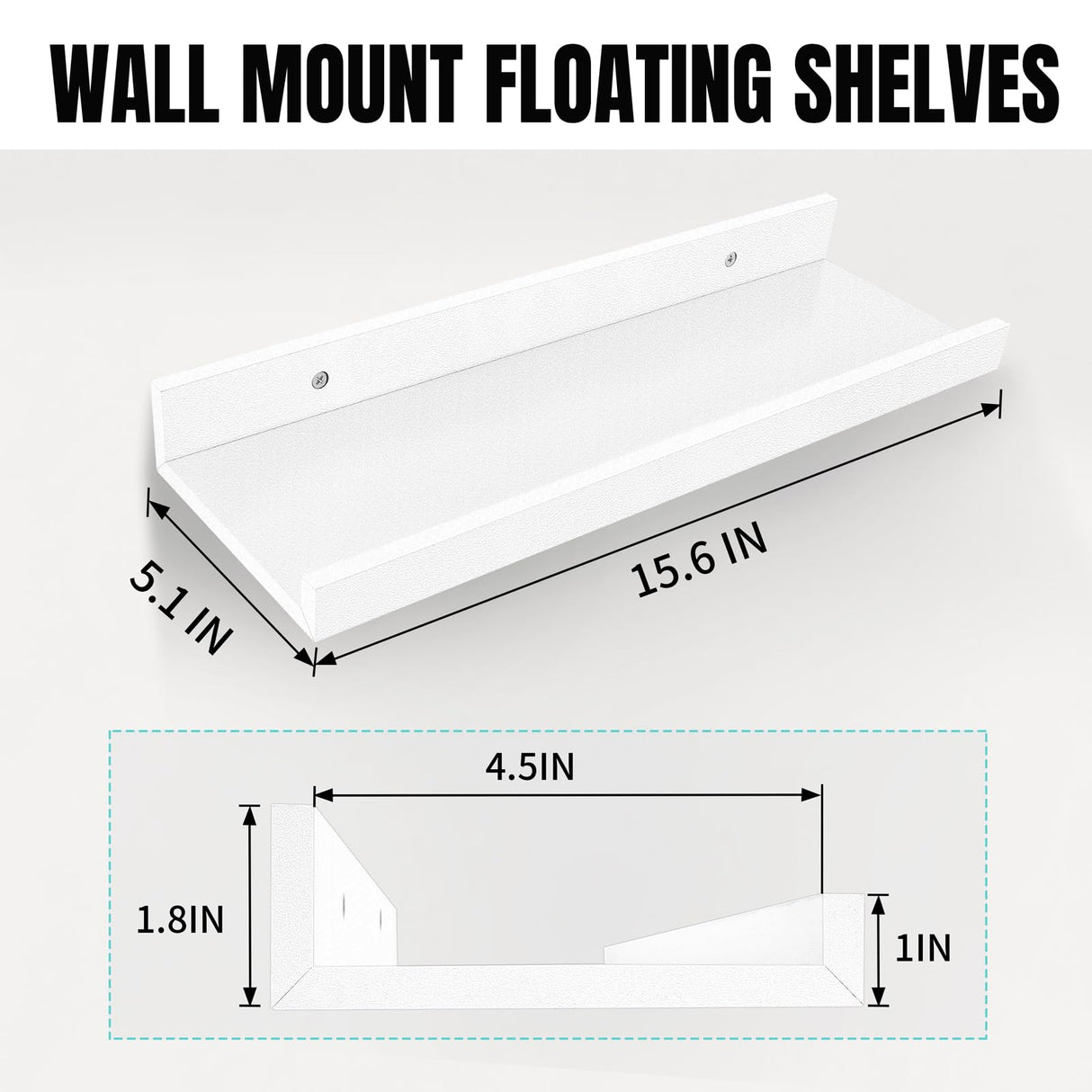 LaVie Home Floating Shelves for Wall Storage Set of 4, 16 Inch Picture Ledge Shelf, White Wall Shelves with Lip for Kitchen, Bedroom, Bathroom, and Living Room LaVie Home