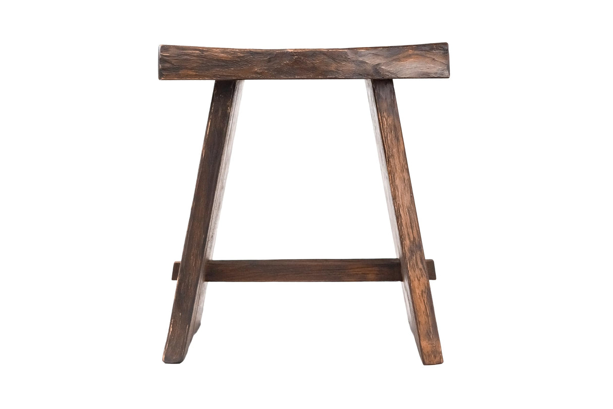 NORDIC STYLE TEAK Shower and Bath Stool, Teak Wood Shower Bench, Indoor and Outdoor Use 17.7" (Rustic Finish w/Curved Seat) NORDIC STYLE TEAK