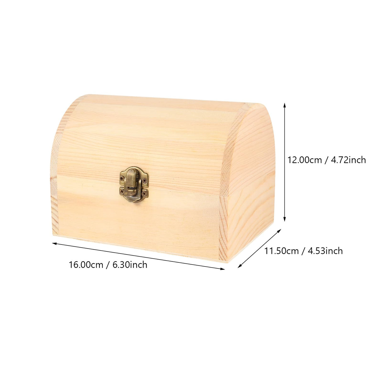 DOITOOL Unfinished Wooden Box with Hinged Lid - Unpainted Jewelry Box & Treasure Chest for Art & Jewelry Storage, 6.3 x 4.5 x 4.7 Inches DOITOOL
