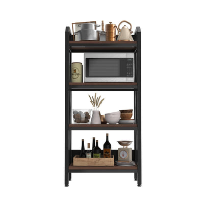 Bakers Rack with 4-Tier Adjustable Wood Shelves, Heavy-Duty Metal Frame Kitchen Shelf Organizer, Microwave Stand for Kitchen, Living Room, Apartments, 25.6" Wider