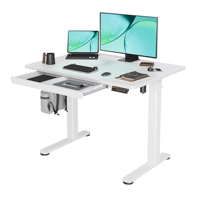 Claiks Standing Desk with Drawers, Stand Up Electric Standing Desk Adjustable Height, Sit Stand Desk Computer Workstation, 40 Inch, White