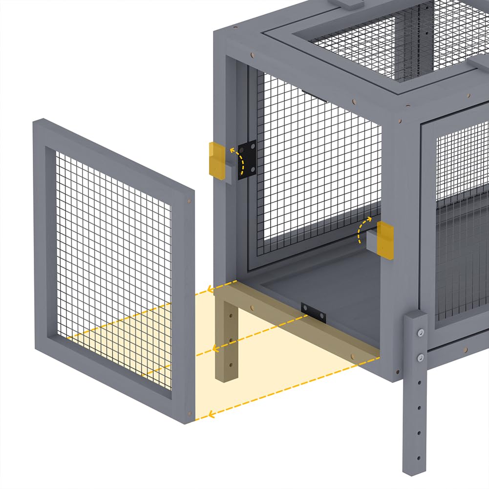 COZIWOW Wooden Cat Play Tunnel with Platforms | Configurable Window Catio | Multi-Combination Extendable Cat Run for Indoor/Outdoor Use | Small Pet Play Enclosure COZIWOW