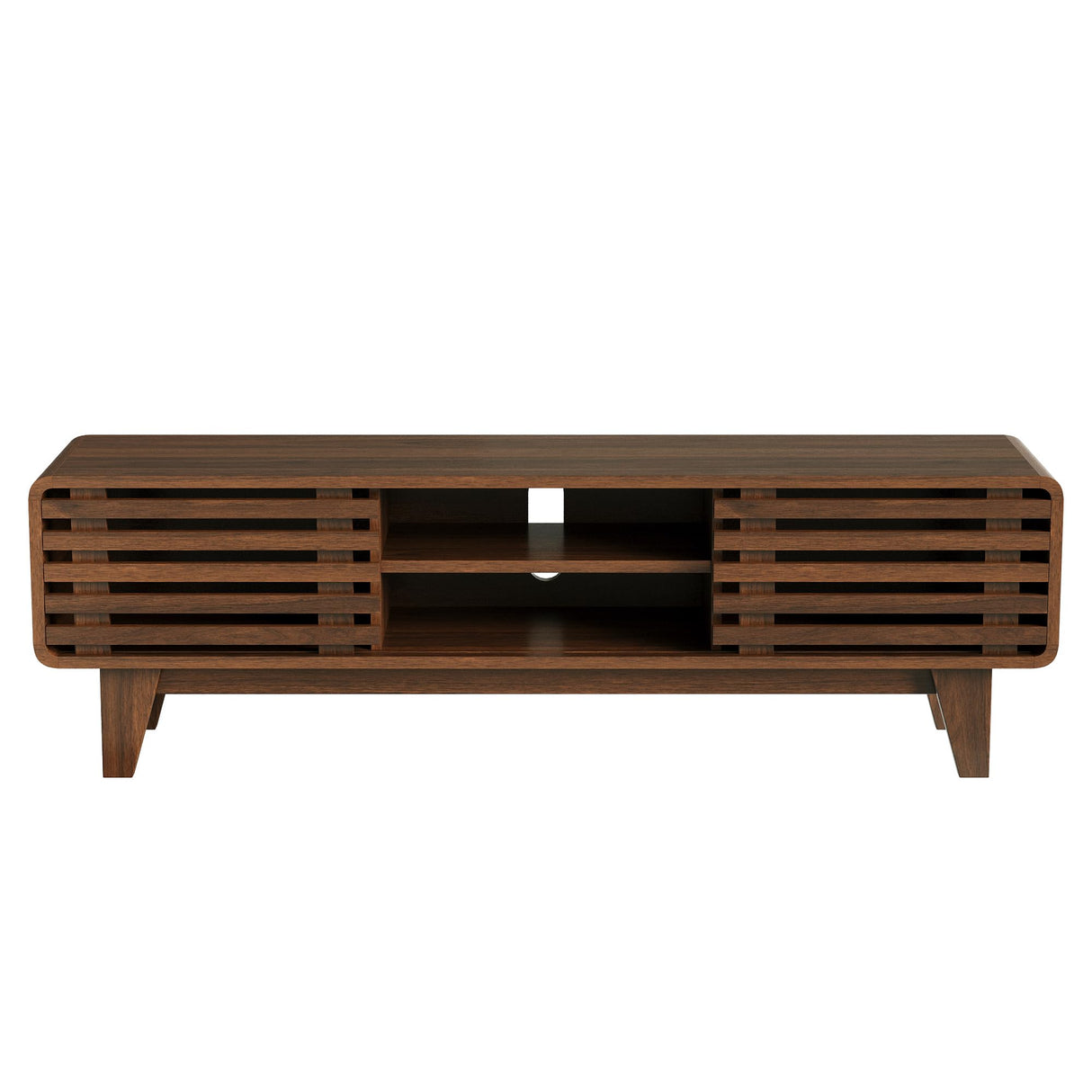 Luoxiao TV Stand for 60 Inch TV, Mid Century Modern Entertainment Center with Storage Boho Television Stand with Shelves and Grille Sliding Doors Wood Media Console for Living Room, Walnut Luoxiao