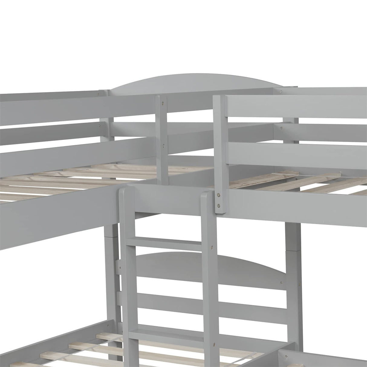 Bellemave L-Shaped Quad Bunk Bed with Trundle, Twin Over Twin, Gray, 4 Beds Bellemave