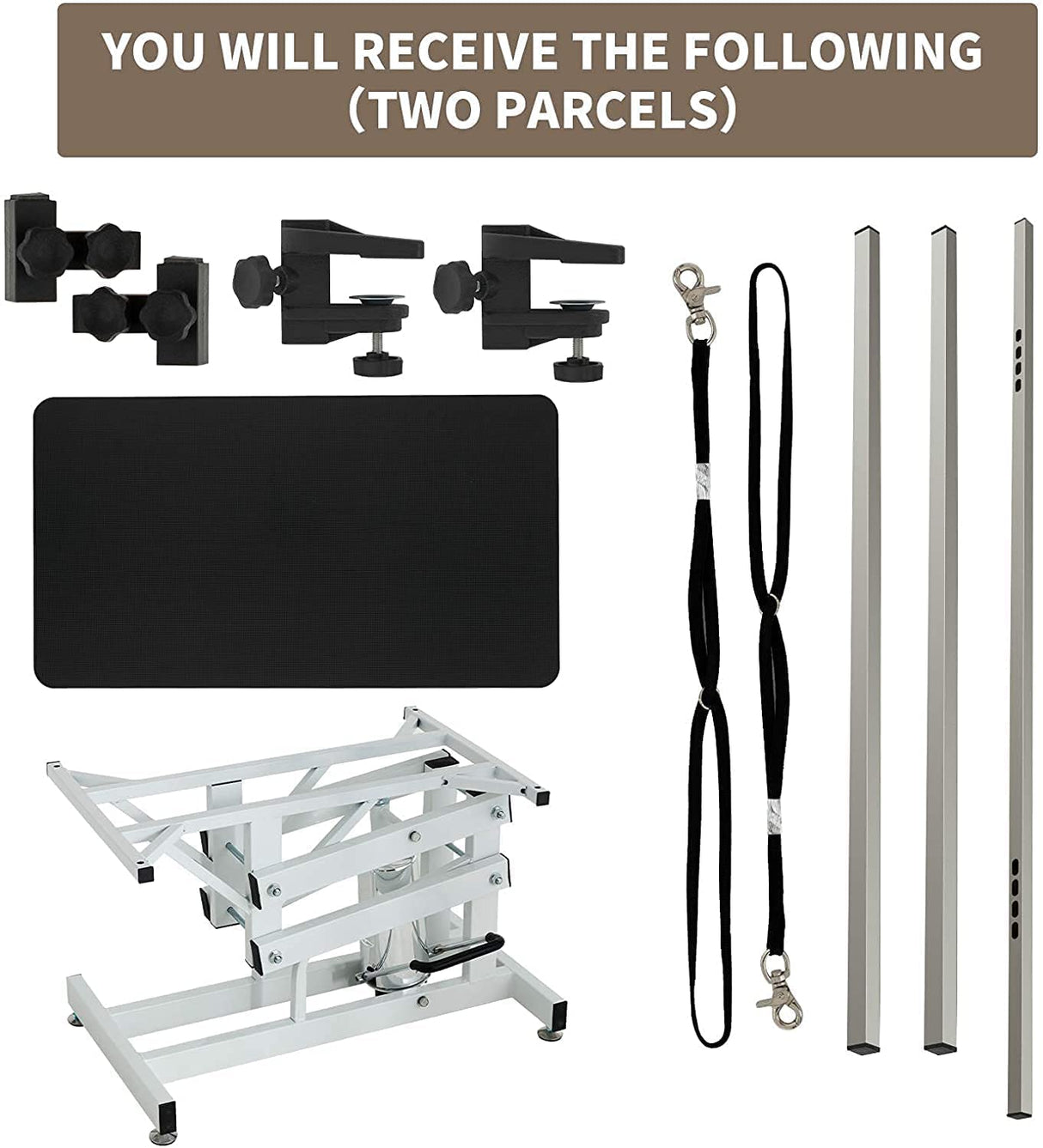 Afqxf Hydraulic Dog Grooming Table Heavy Duty for Small/Medium/Large Dogs, Pet Grooming Table with Adjustable Overhead Arm and Noose, Height Adjustable 21''-36'', 42.5''/ Black Afqxf