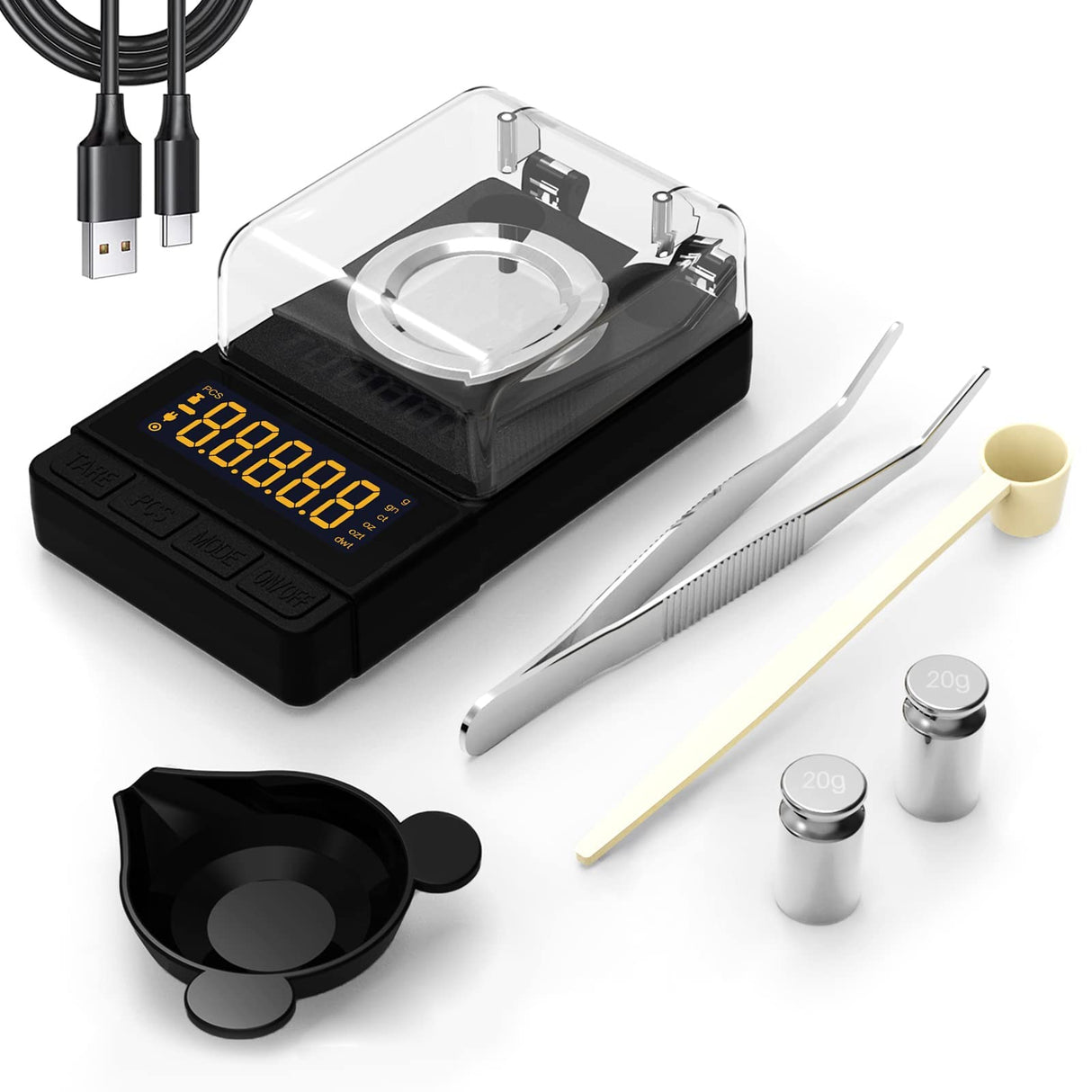 MAXUS Digital Milligram Scale 50g/0.001g, Compact Mg Scale with 20g Calibration Weight and Accessories, Black Powder Scale for Reloading MAXUS