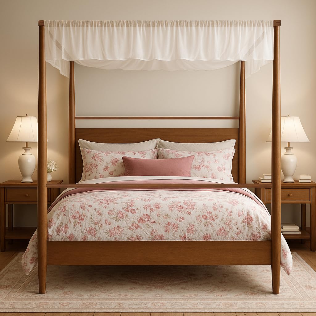 Solid Wood Canopy Bed Frame Four Poster Bed, No Springs Required Augensternchen