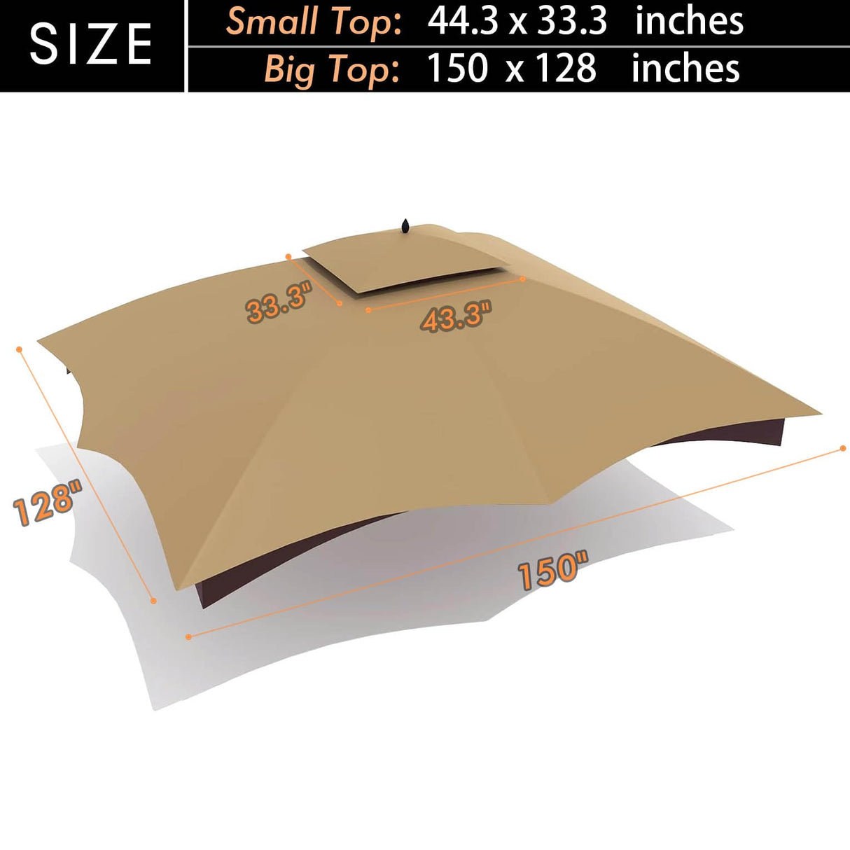 ontheway Replacement Canopy Top for Lowe's Allen Roth 10X12ft Gazebo #GF-12S004B-1 (Khaki) ontheway