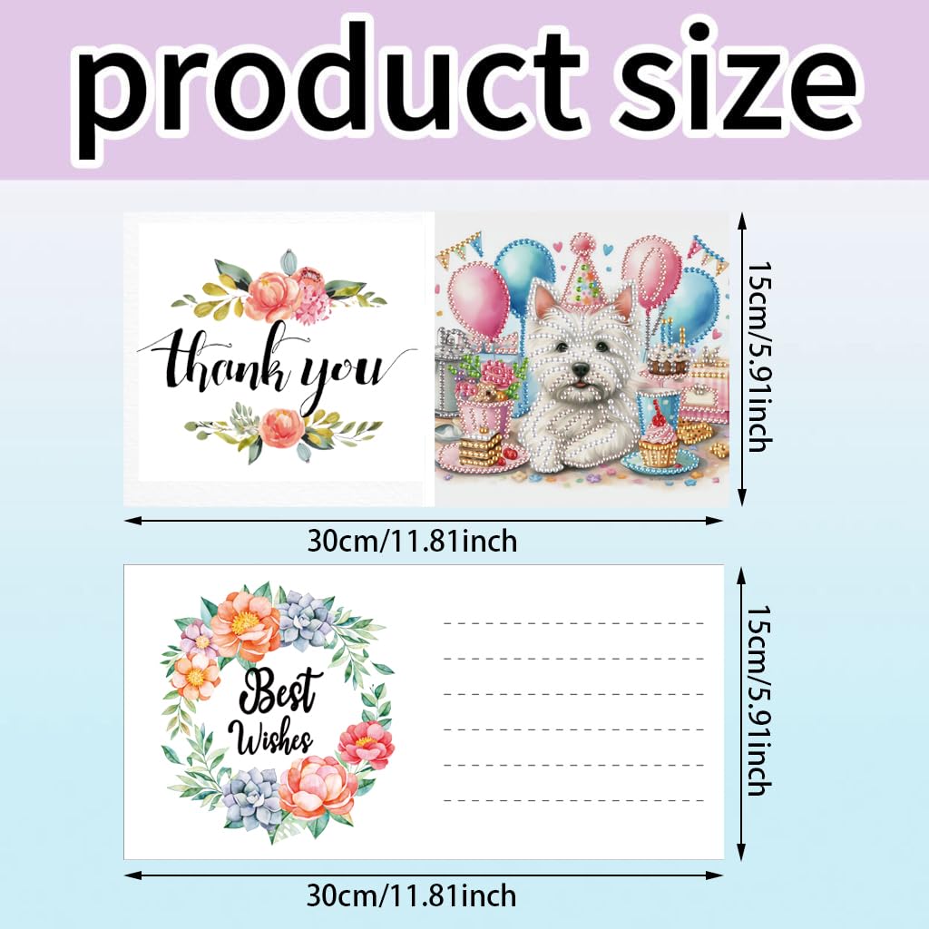 MaiYiYi 6 Pack DIY Cute Dog Diamond Art Greeting Cards Kit Cat Greeting Card Diamond Art Kits for Adults Little Pet Diamond Painting Greeting Cards for Family Friends Holiday Birthday MaiYiYi