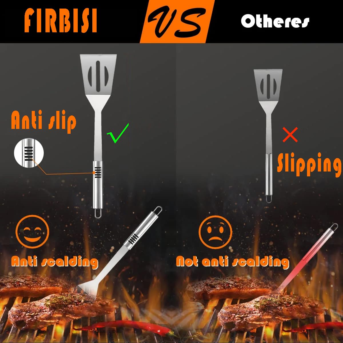 BBQ Grilling Tools Set,Stainless Steel Grilling Accessories Kit for Men Gift,13pc BBQ Grill Utensils Gift Kit with Portable Carry Bag BBQ Tools Grill Tools Set for Backyard Outdoor Grill Cooking FIRBISI