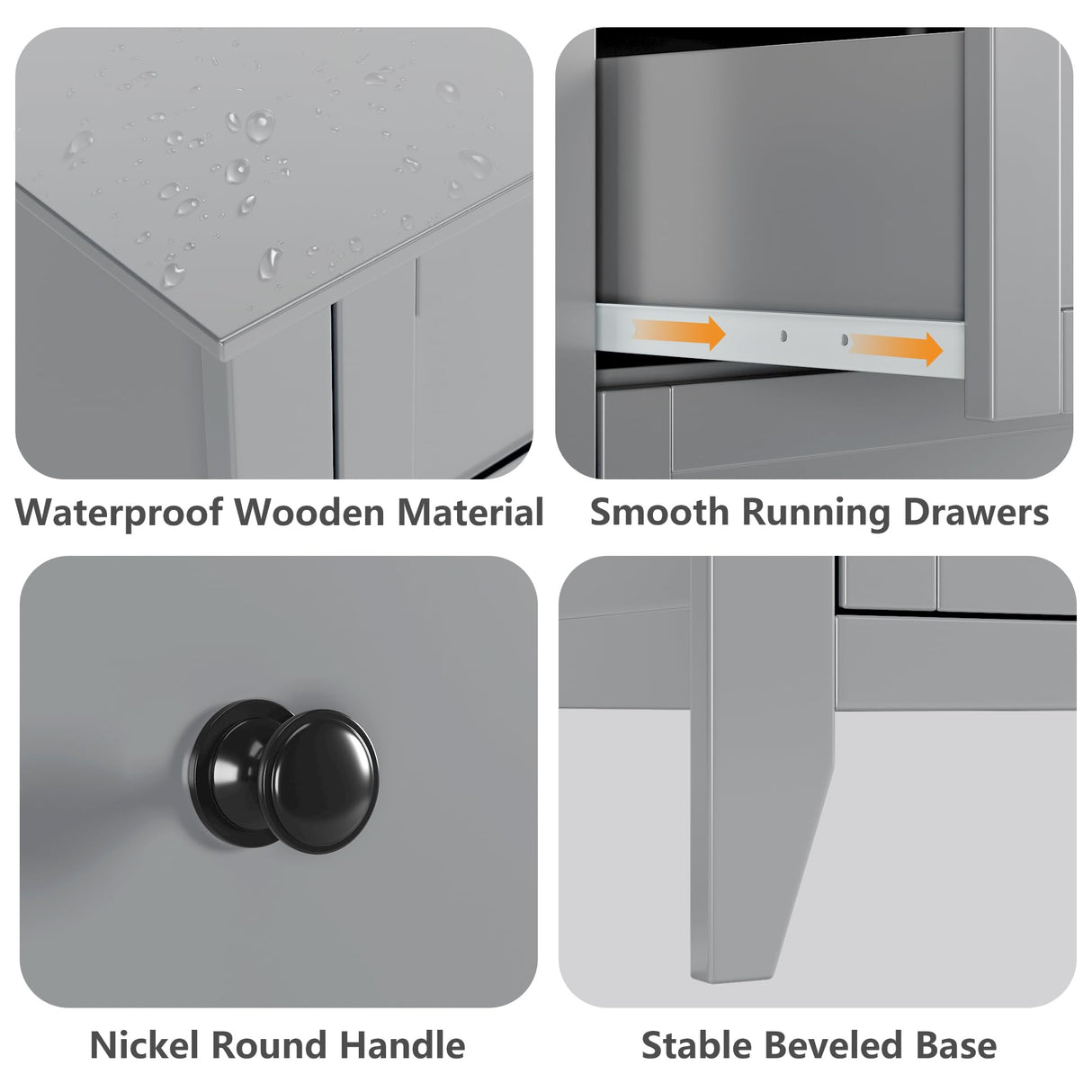 GarveeHome 5 Chest of Drawer Dresser, Modern and Stylish Dresser, Deep Drawers and Nickel Round Handle, Wood Storage Organizer with Ample Storage Space for Bedroom, Living Room, Entryway, Grey GarveeHome