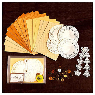 Vilikya 50Pcs Aesthetic Lace Scrapbook Supplies Kit with Textured Scrapbooking Paper, Mixed Classic Wooden Buttons for Journaling Embellishments, Planner, Bullet Journaling, Junk Journal, Retro Crafts