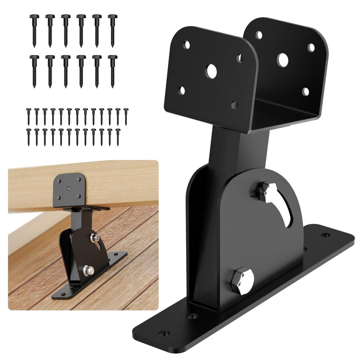 Antsky Pergola Brackets (3 Pack) 4x4 Adjustable Angles Saddle Roof Riser Brackets for Patio Cover 304 Stainless Steel Pergola Bracket kit Patio roof Riser Patio kit Black(Actual Size:3.5"×3.5") Antsky