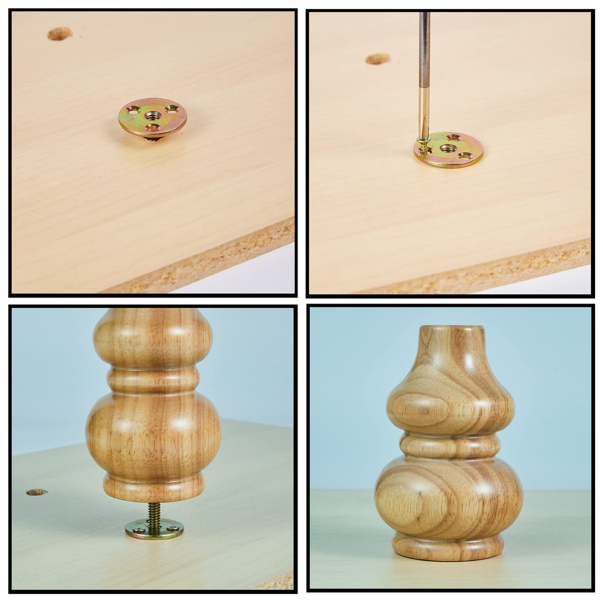 Wood Furniture Legs Sofa Legs Pack of 4,Round Couch Legs Espresso Mid Century Desk Legs,Sofa Replacement Parts,for Dresser Legs Sideboard Recliner Couch Circle Chair Couch Riser (6inch, wood color) MAOHAM